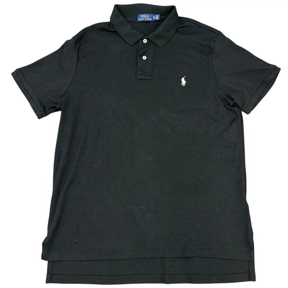 Polo Ralph Lauren Mens XL Black Short Sleeve Polo Shirt White Pony Logo